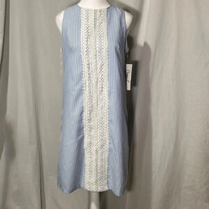 NWT blue & white stripe Maggy London seersucker sleeveless shift dress size 6